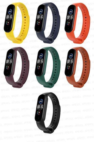 PUFWİN مجموعة سوار سيليكون متوافقة مع Xiaomi Mi Band 5 و6 مكونة من 7 قطع