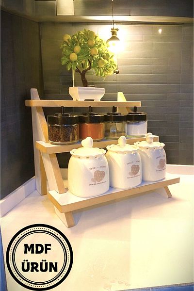 Counter Top Shelf Kitchen Rack Seasoning Rack Organizer Wooden Corner Shelf Three Shelves Organizer