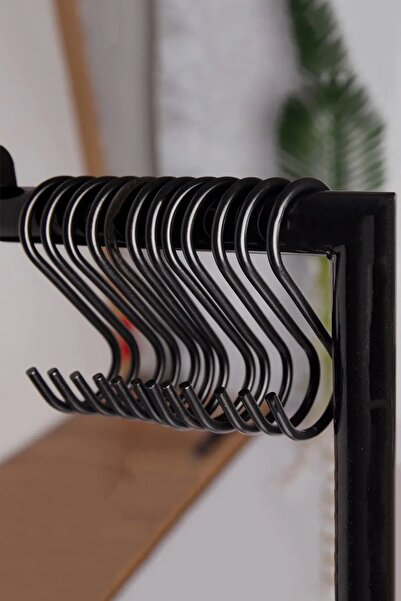 LEFİEV 5 Adet, Siyah Renk, 10 Cm, Metal Kanca, S Kanca, Es Kanca, Banyo Kanca, Demir Kanca