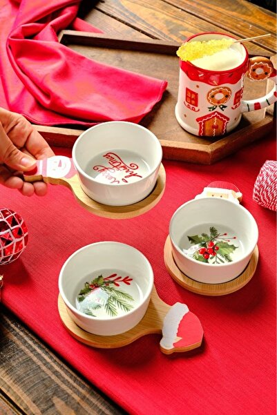 Karaca New Year Yılbaşı Bamboo Snack Noel Baba 3'lü Çerezlik