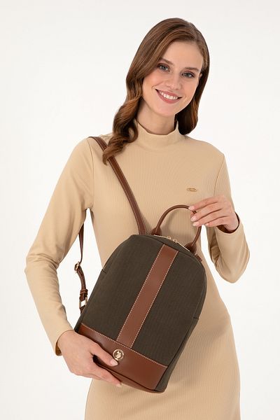 U.S. Polo Assn. Women's Khaki Canvas Backpack 50300291 -Vr027