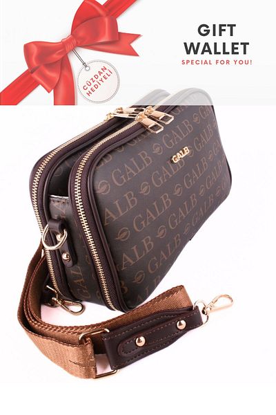 GALB LEATHER Women's Shoulder Bag with Wallet and Gift, 5 Compartments, Wide Strap, Suitable for Daily Use, Price