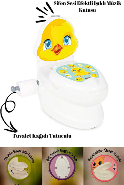 welcomein Sesli Işıklı Sifon Sesi Bebekler ve Çocuklar İçin Eğitici Tuvalet E...