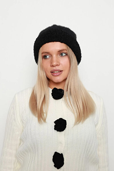 REMSA Pompom Detail Women's Beret 1136 Black