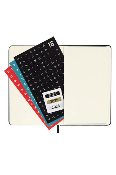 Moleskine Модел 2025 - Твърда корица Хоризонтален седмичен дневник 9x14 - Черно