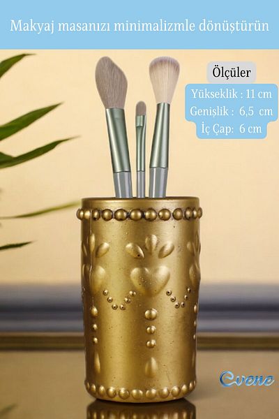 Evene Organizator de machiaj de culoare aurie antică - Organizator pentru perii Model 10