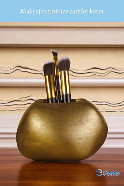 Evene Makyaj Organizeri Makyaj Fırçalığı Makyaj Organizer Düzenleyici Altın Eskitme Renk Model 22