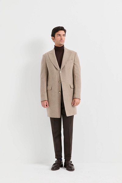 AEK FIORE Men's Cream Wool Coat