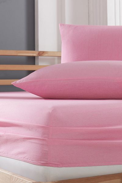 Rebeka Home Collection Pink Akfil Fabric Elastic Fitted Padded Sheet Set