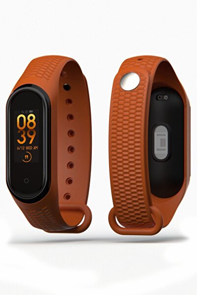 PUFWİN Turuncu Kabartma Desenli Xiaomi Mi Band 3 Ve 4 Uyumlu Kordon