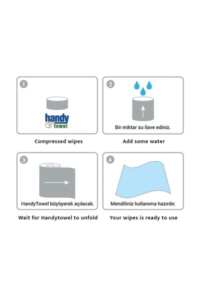 HandyTowel Bebek & Genel Kullanıma %100 Doğal Sıkıştırılmış Tablet Mendil 500 Adet
