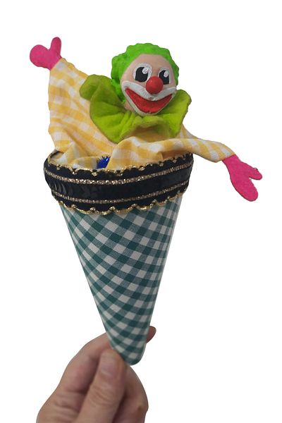 Uçaneller Kuklaevi Cute Clown Cone Puppet