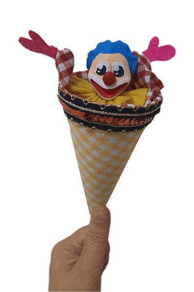 Uçaneller Kuklaevi Cute Clown Cone Puppet