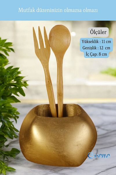 Evene Decorative Upright Spoon Holder - Countertop and Gold Color Model 22