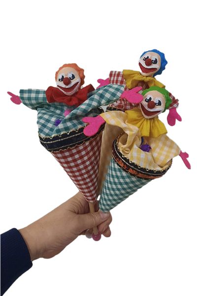 Uçaneller Kuklaevi 3-Piece Clown Cone Puppet 002