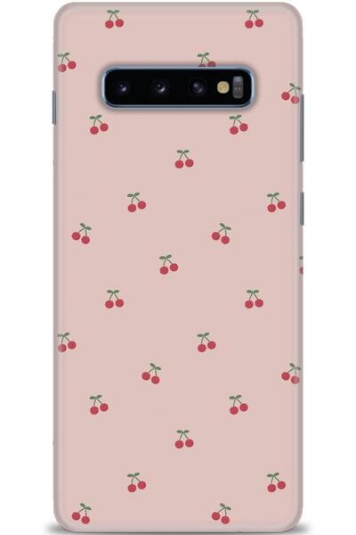 MRCİLETİSİM Samsung Galaxy S10 Plus Kılıf HD Baskılı Kılıf - Kirazlar + Tam E...