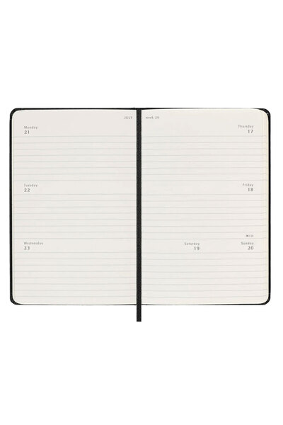 Moleskine Модел 2025 - Твърда корица Хоризонтален седмичен дневник 9x14 - Черно