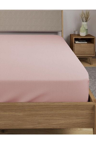 Tertio Combed Cotton Elastic Single or Double Sheet - Powder
