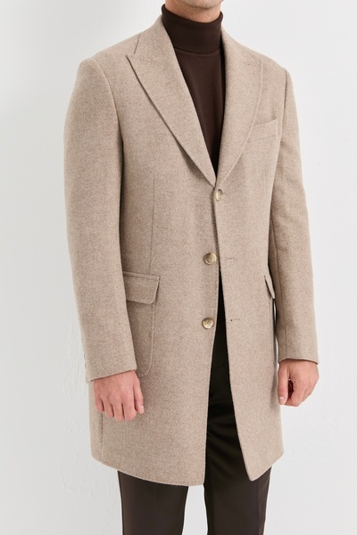 AEK FIORE Men's Cream Wool Coat