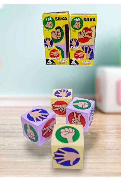 izmir yazici servis Taş Kağıt Makas Oyunu Temalı Silgi Seti  2 Set 4 Silgiden...