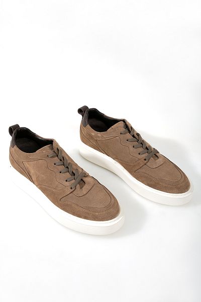 GERARDO AYAKKABI Ανδρικά παπούτσια sneaker από γνήσιο μπεζ δέρμα