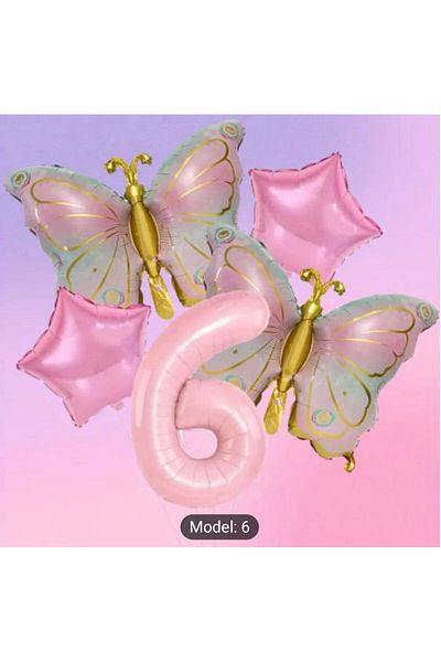 DÜVENCİ TİCARET Big Size Butterfly Foil Age Balloon Set