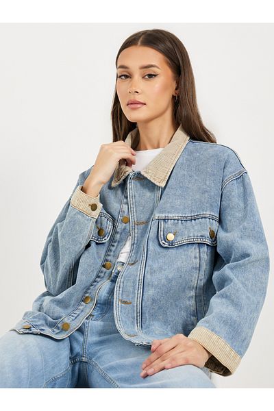 Styli Oversized Longline Denim Jacket