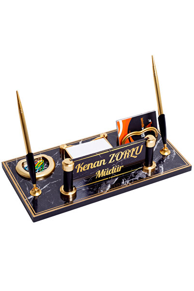 isimliksepeti Oxford Ofis Masaüstü İsimlik Seti Mermer Desenli Ahşap Masa İsi...