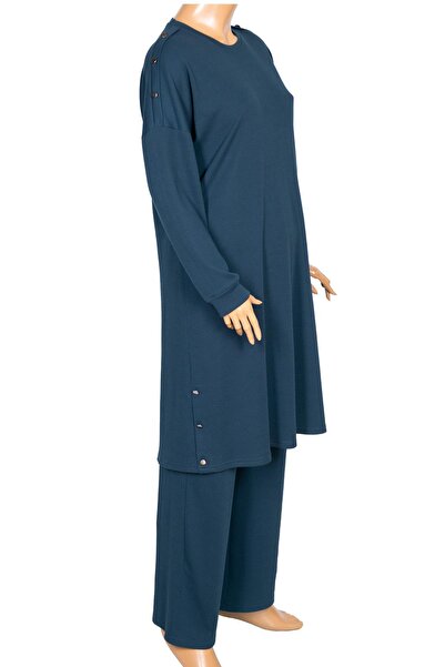 HESNA Set de pantaloni sport cu tunică cu ulei Benan cu nasturi pentru femei