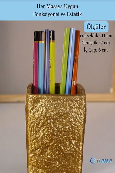 Evene Gold Colored Pen Holder and Desk Organizer - Model 7