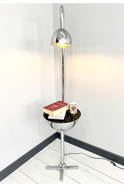 evdeniste Karanfil Gümüş Tek Sehpalı Lambader