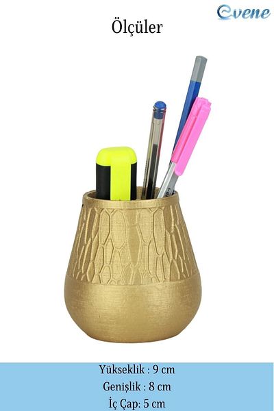 Evene Gold Colored Pen Holder Organizer - Rotating Model 3