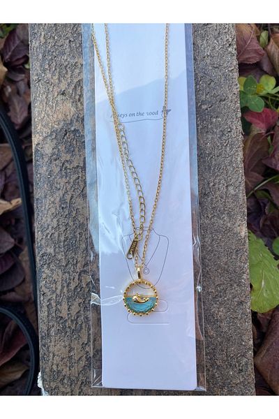Stoneday Stainless Steel Tarnish Gold Dolphin Fish Necklace
