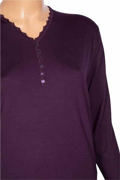 Pıtırcık Γυναικεία μπλούζα Cimariva Sıla Plus Size V λαιμόκοψη μωβ