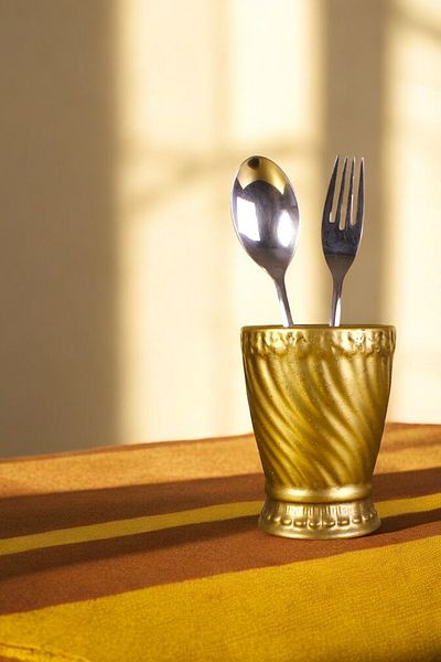 Evene Decorative Upright Spoon Holder - Gold Antique, Cylinder Model, Color 14