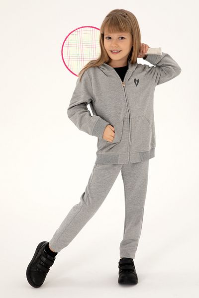 U.S. Polo Assn. Gray Melange Hooded Sweatshirt for Girls - 50296942 -Vr086