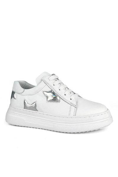 Cici Bebe Ayakkabı Adidași pentru fete din piele naturală cu model stea albă
