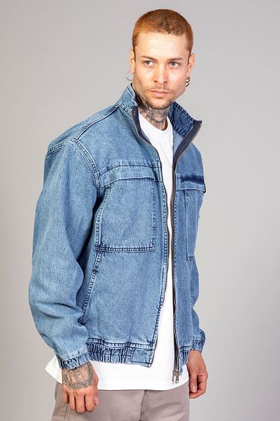 LTC Jeans Ανδρικό τζιν μπουφάν Bomber με φερμουάρ Oversize Ice Blue Washed Model