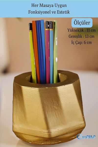 Evene Gold Colored Pen Holder and Desk Organizer - Model 17