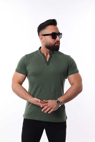 MCZ GİYİM Ανδρικό T-Shirt Slim-Fit Judge Collar