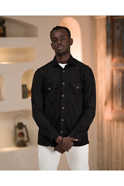 ADVANTE GÜNCÜOĞLU UZUN KOLLU KAPAKLI ÇİFT CEPLİ SÜET SLİM ERKEK GÖMLEK&CEKET