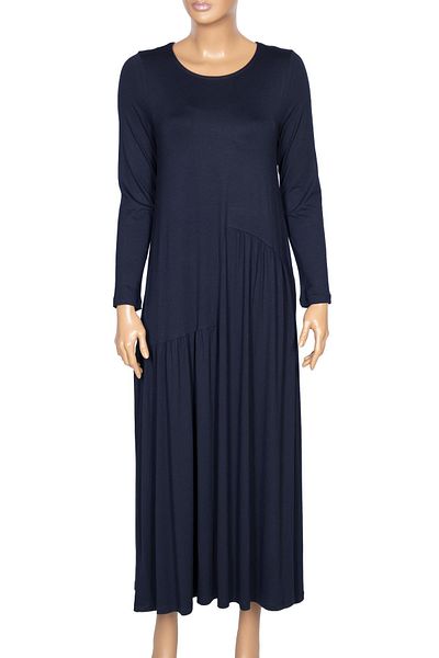 Barem Γυναικείο φόρεμα μονόχρωμο Navy Blue - Funda Gathered Waist and Basen