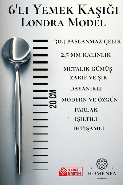 HOMENFA Set of 6 Luxury London Model Tablespoon (Stainless Steel)