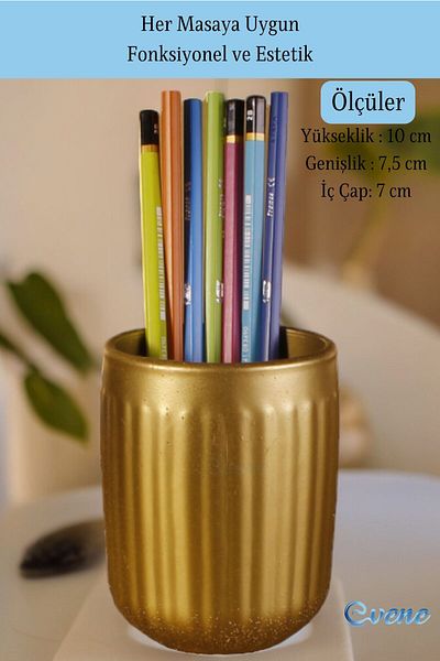 Evene Gold Colored Pen Holder and Desk Organizer - Model 11