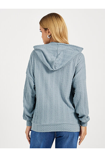 Styli Regular Fit Textured Knit Zip Through Hoodie