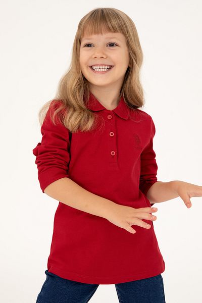 U.S. Polo Assn. Girl's Red Polo Neck Basic Sweatshirt 50296377 -Vr030