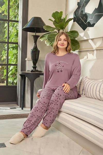 Aydoğan Dark Powder Large Size Women's Pajama Set - Start 0652