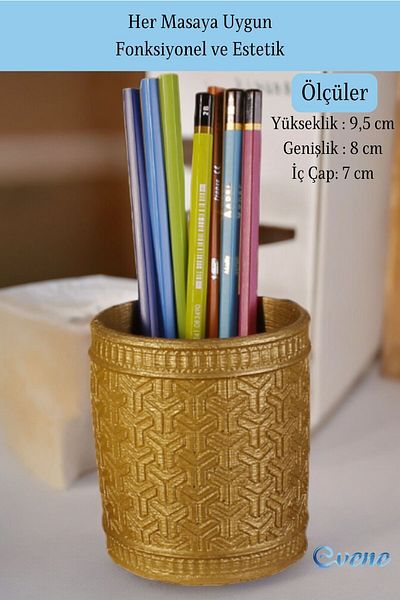 Evene Gold Colored Pen Holder and Desk Organizer - Model 4
