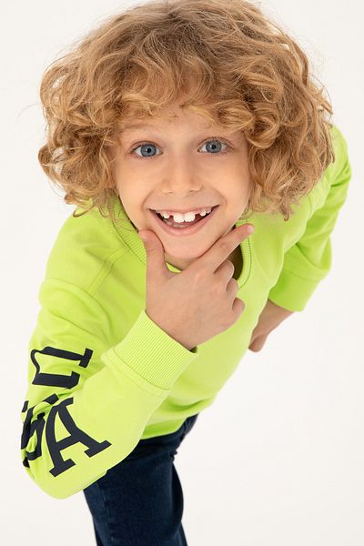 U.S. Polo Assn. Boy's Apple Green Crew Neck Sweatshirt 50293643 -Vr020