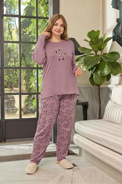 Aydoğan Dark Powder Large Size Women's Pajama Set - Start 0652